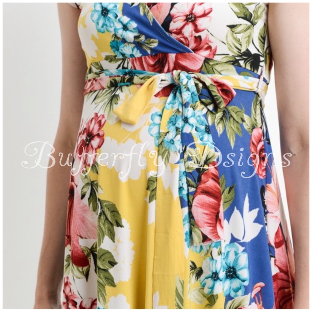 Floral Wrap Maternity Nursing Baby Shower Dress - Picture 4 of 13